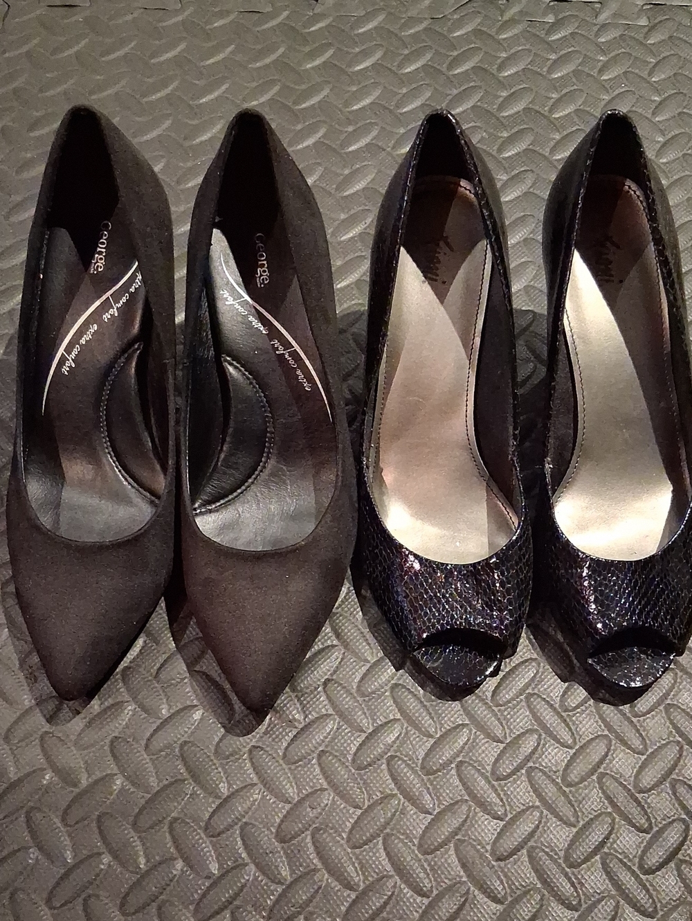 Women's George & Fioni Brand Black Pointed and Peep-Toe Heels Duo - Size 7.5